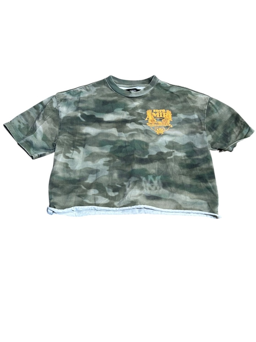AMIRI Cropped Camo Heavyweight T Shirt Top Women's Size M/L